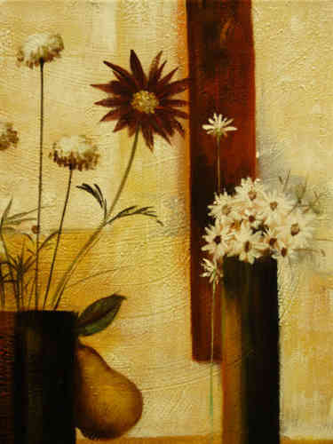 cuadros modernos "Jarrones con flores del campo y pera I"