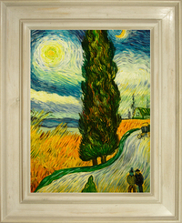 cuadros famosos de Van Gogh "Camino con ciprés bajo el cielo estrellado"