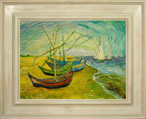 cuadros famosos de Van Gogh "Barcas de pesca en la playa de Saintes Maries"