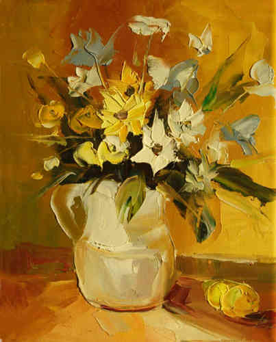 cuadros modernos "Flores silvestres en jarrón blanco"