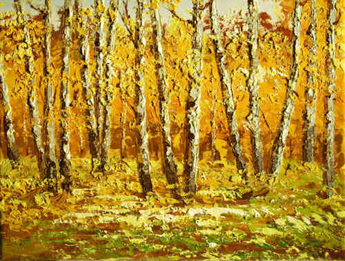 cuadros modernos "Bosque de abedules en otoño I"