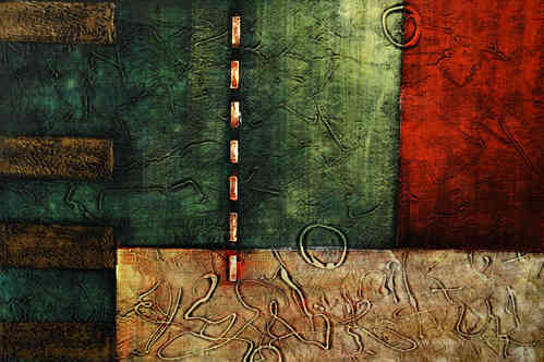 cuadros abstractos "Distinción en rojo y verde II" variación