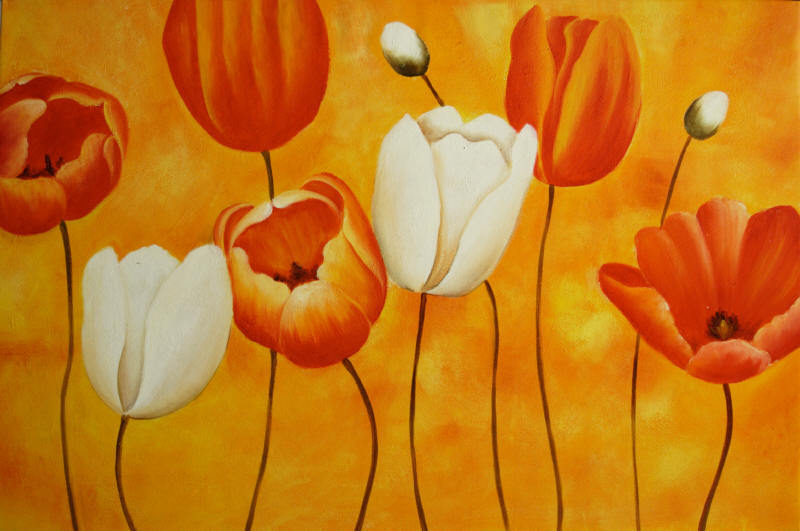 Cuadros modernos, cuadros de flores y plantas, Tulipanes