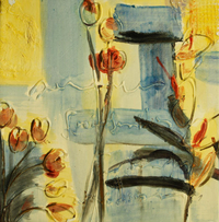 cuadros modernos "Tulipanes sobre fondo azul"