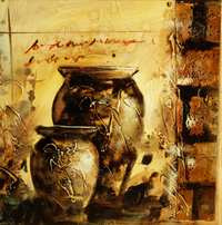 cuadros modernos "Chimenea con vasijas" variación