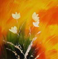 cuadros modernos "Ramo de flores sobre fondo naranja"