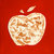 cuadros modernos "Manzana marrón sobre fondo rojo"