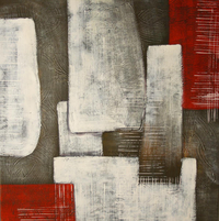 cuadros abstractos "Composición abstracta gris y roja"