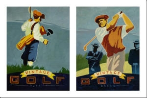 cuadro díptico moderno "Golf vintage I y IV"