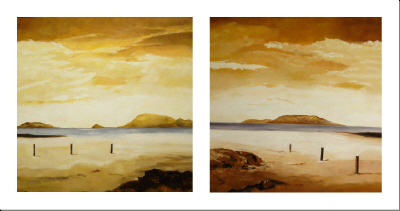 cuadro díptico moderno "Sendero en la arena I y II"