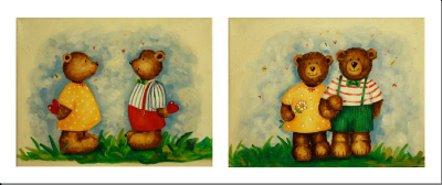cuadro díptico moderno infantil: "La familia oso"