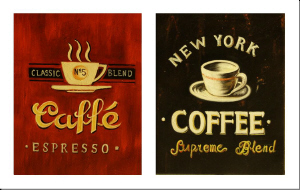 cuadro díptico moderno "Caffé, coffee"