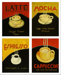 combinacion moderna de cuadros "De cafés por Italia"