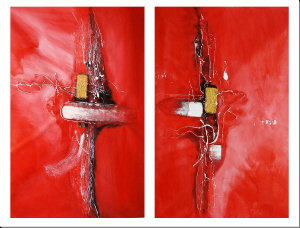 cuadro díptico abstracto "Rojo en plenitud I y II"